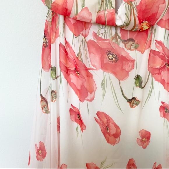 Lulu's Poppy Floral Maxi Dress Halter Neck Ivory/Red Size XL NWT - Picture 8 of 14